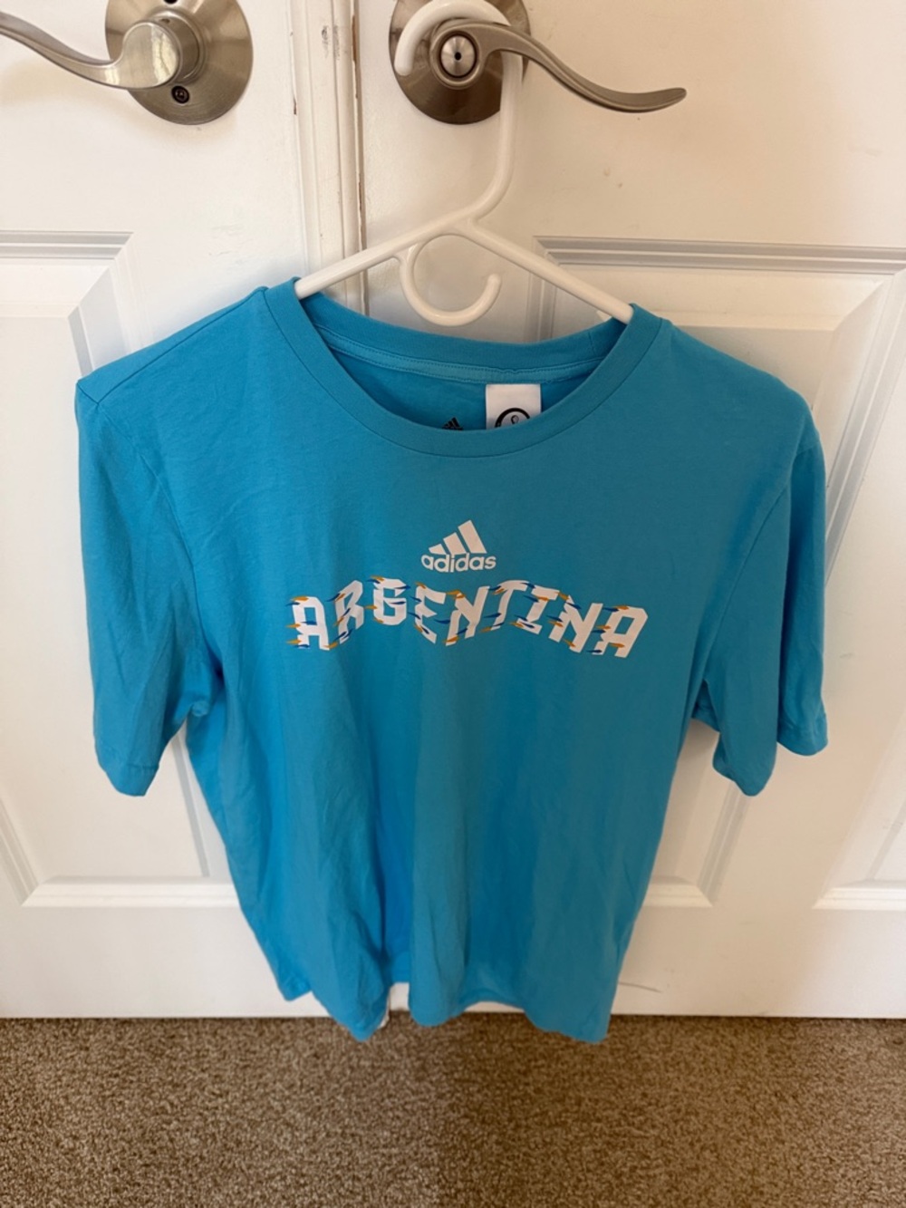 adidas mens Argentina Turquoise FIFA World Cup 2022 Tee